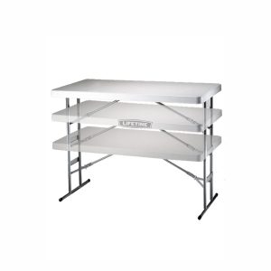BORD, vit plast höjbart 122×60 cm
