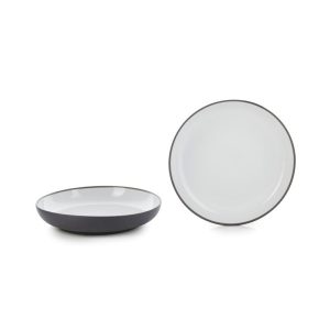 SKÅL, Solid porslin vit/grå Ø17,5H4,5 cm