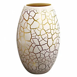 Vas Croco 26 cm vit-guld