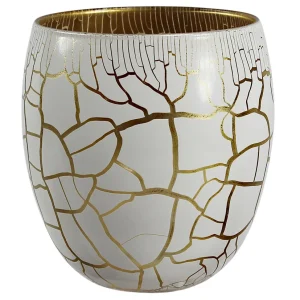 Ljuslykta Croco  10 cm vit-guld