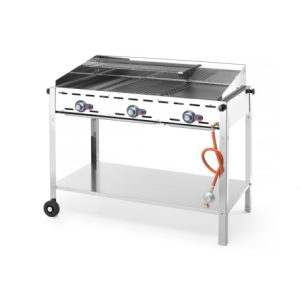 GRILL, Gasol med 3 brännare, rostfri vagn med hjul, 60x108cm
