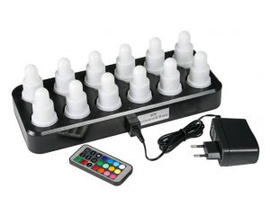 LAMPA, ledset om 12 ljus med laddplatta och fjärrkontroll