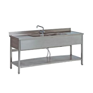 DISKBÄNK, rostfritt stål med två hoar, 140 cm