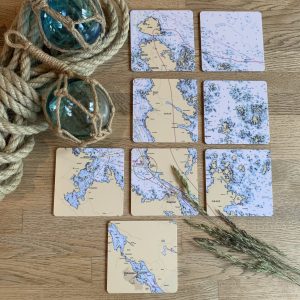 Coaster Sjökort,  Öregrund- Gräsö Norra Skärgård 8pack, Sundboden Design