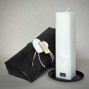 Ljuspaket, blockljus Hjärteljus, smalt med fat